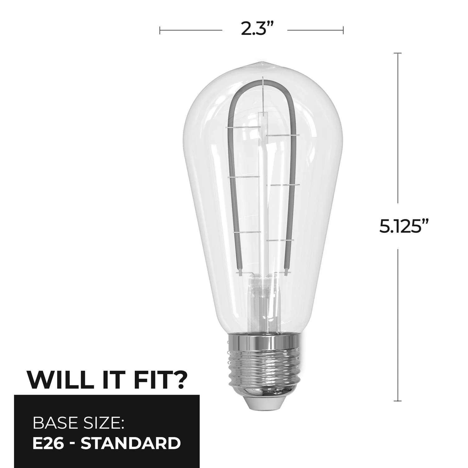 Bulbrite LED 3 W ST18 Hairpin Light Bulb With A Clear Finish And Medium Screw (E26) Base, 2100K (Amber Light) - view 2