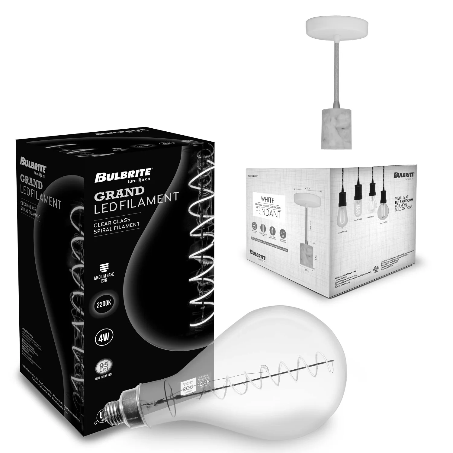 Bulbrite LED 4 W Pendant Fixture With A Clear Finish, 2200K (Amber Light) - view 2
