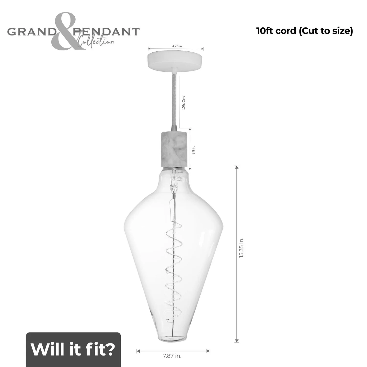 Bulbrite LED 4 W Pendant Fixture With A Clear Finish, 2200K (Amber Light) - view 5