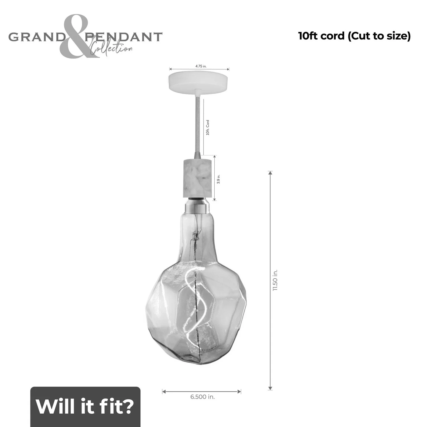 Bulbrite LED 4 W Pendant Fixture With An Antique Finish, 2000K (Amber Light) - view 4