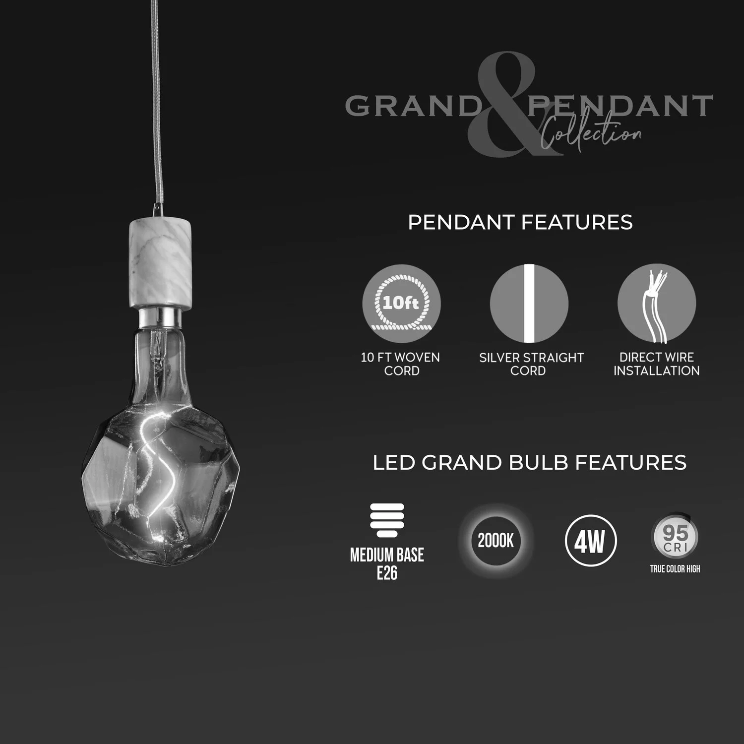 Bulbrite LED 4 W Pendant Fixture With An Antique Finish, 2000K (Amber Light) - view 6