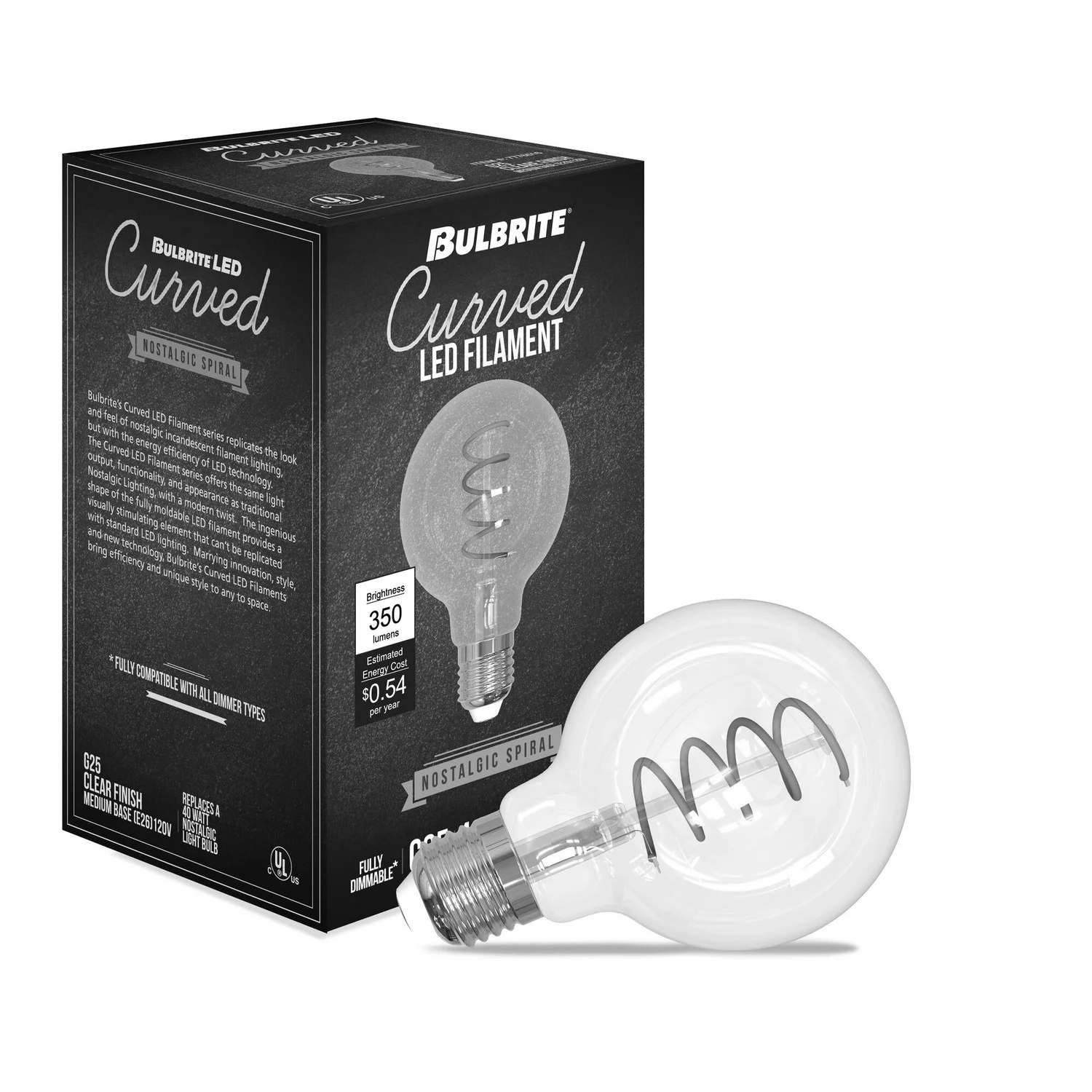 Bulbrite LED 4.5 W G25 Spiral Light Bulb With A Clear Finish And Medium Screw (E26) Base, 2100K (Amber Light) - view 2