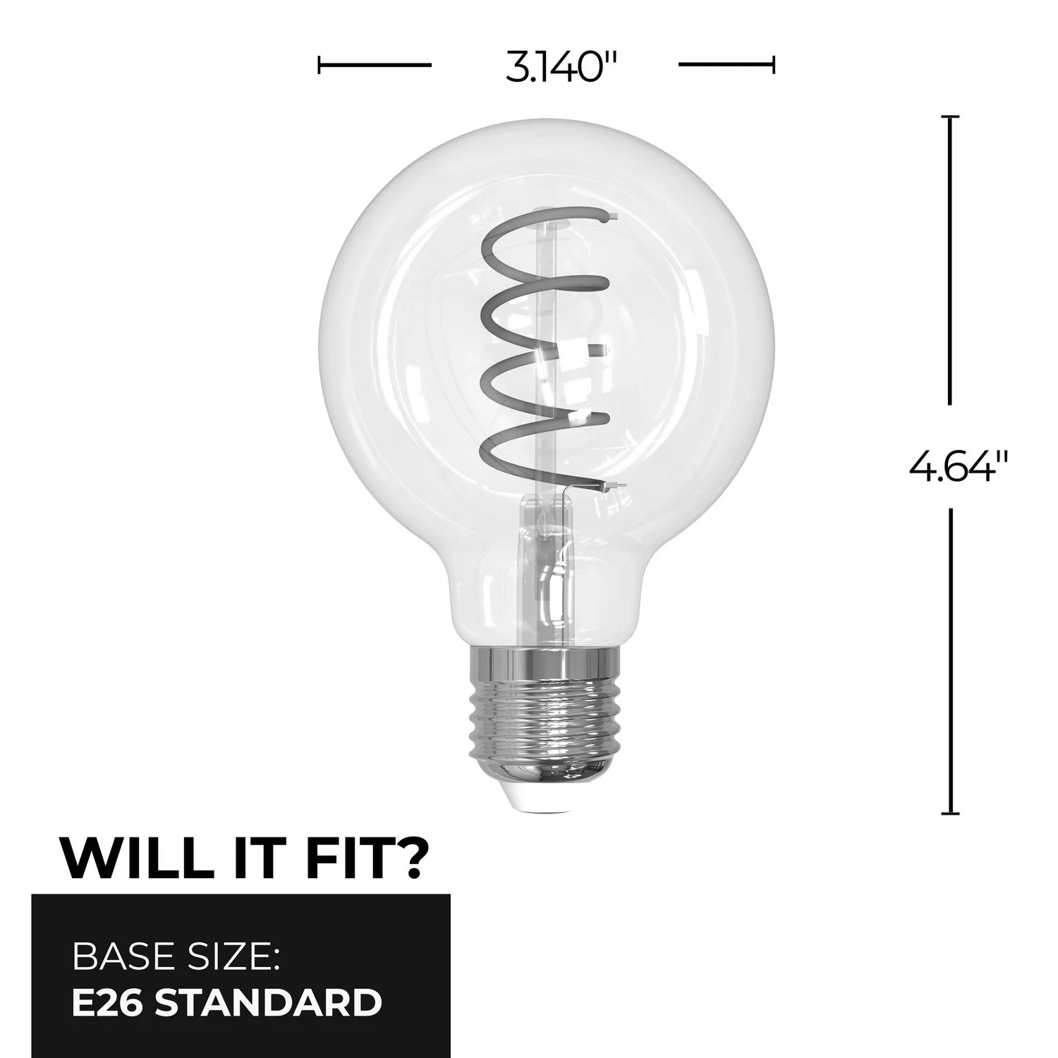 Bulbrite LED 4.5 W G25 Spiral Light Bulb With A Clear Finish And Medium Screw (E26) Base, 2100K (Amber Light) - view 3