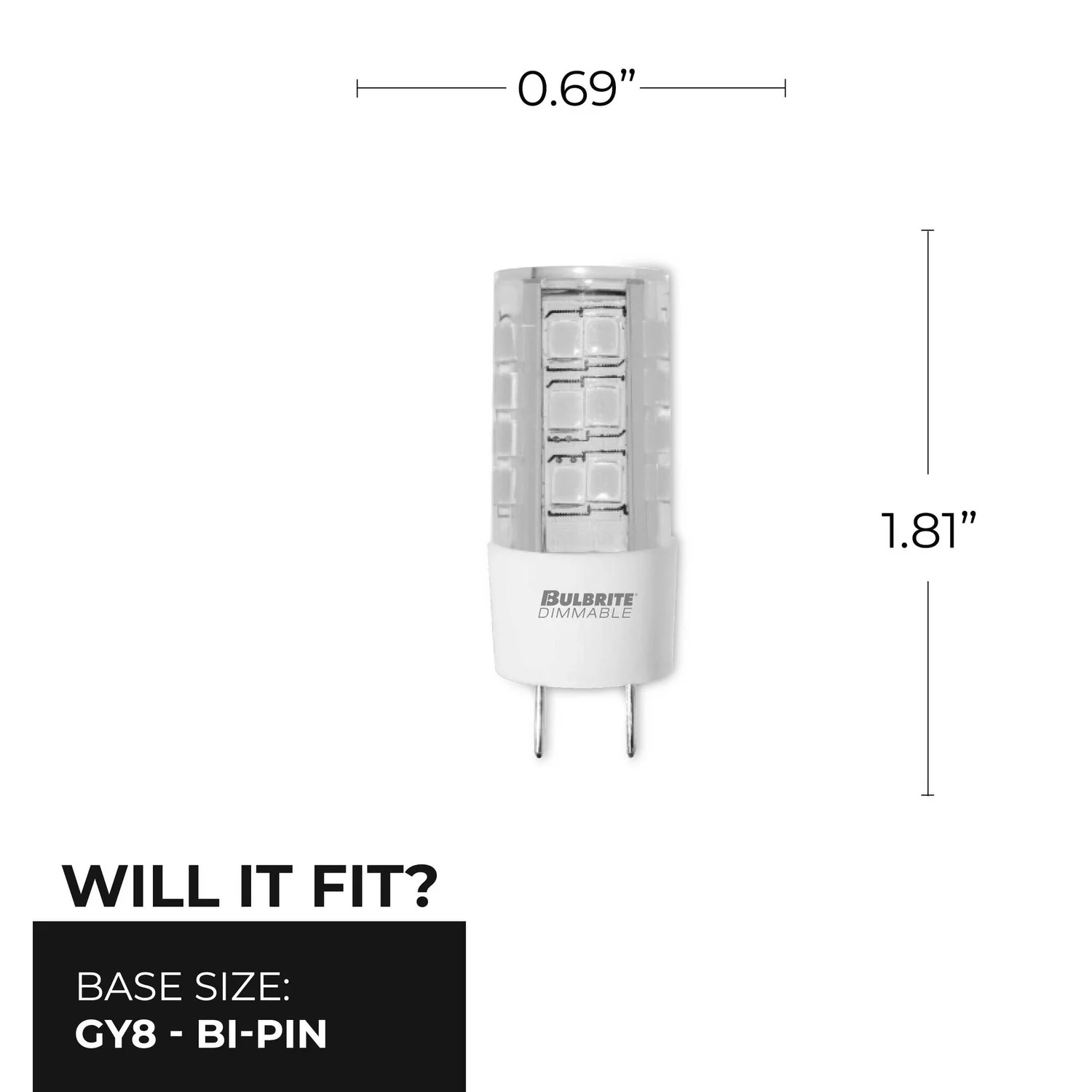 Bulbrite LED 4.5 W T6 Light Bulb With A Clear Finish And Bi-Pin (Gy8) Base - view 3
