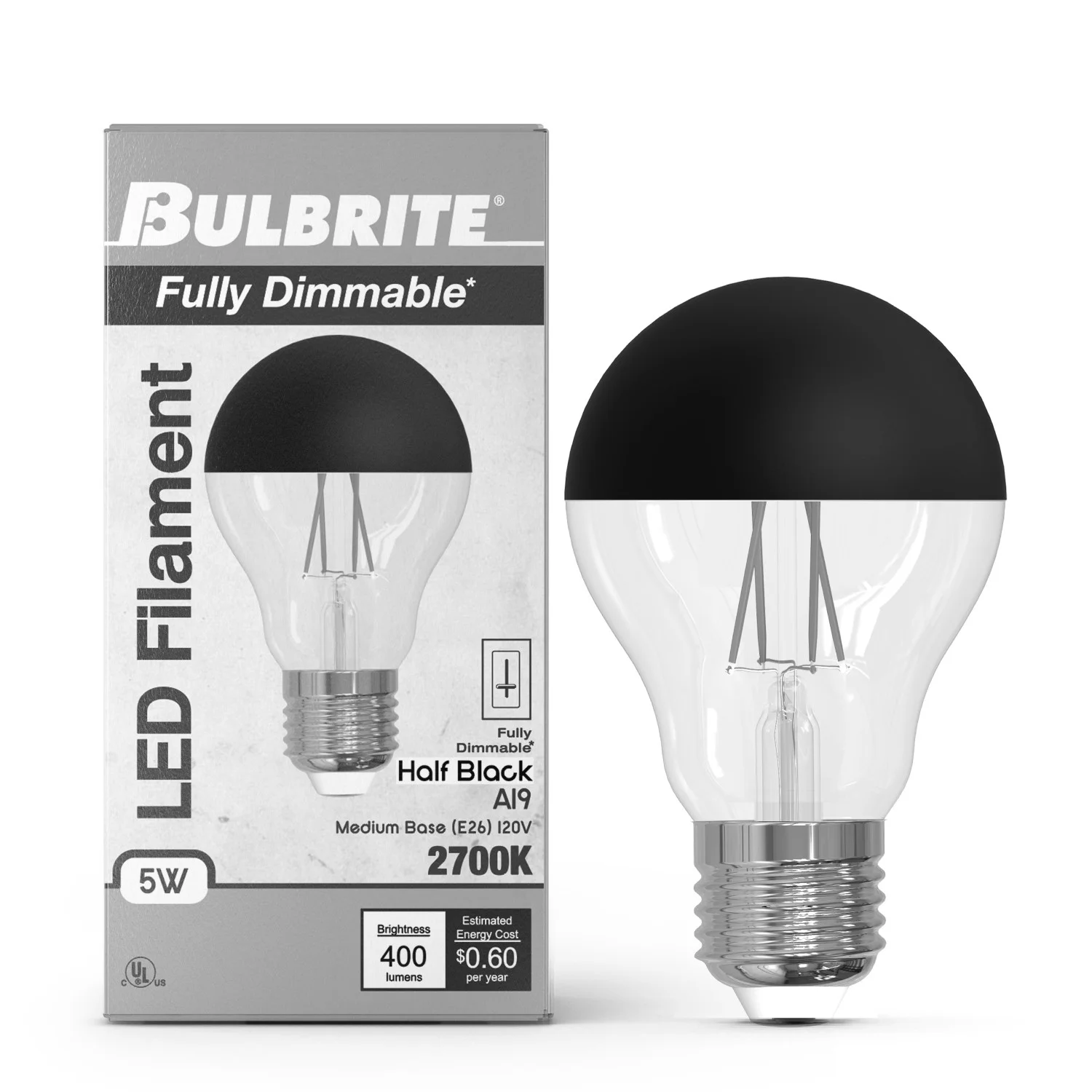 Bulbrite LED 5 W A19 Light Bulb With Medium Screw (E26) Base, 2700K (Warm White Light)