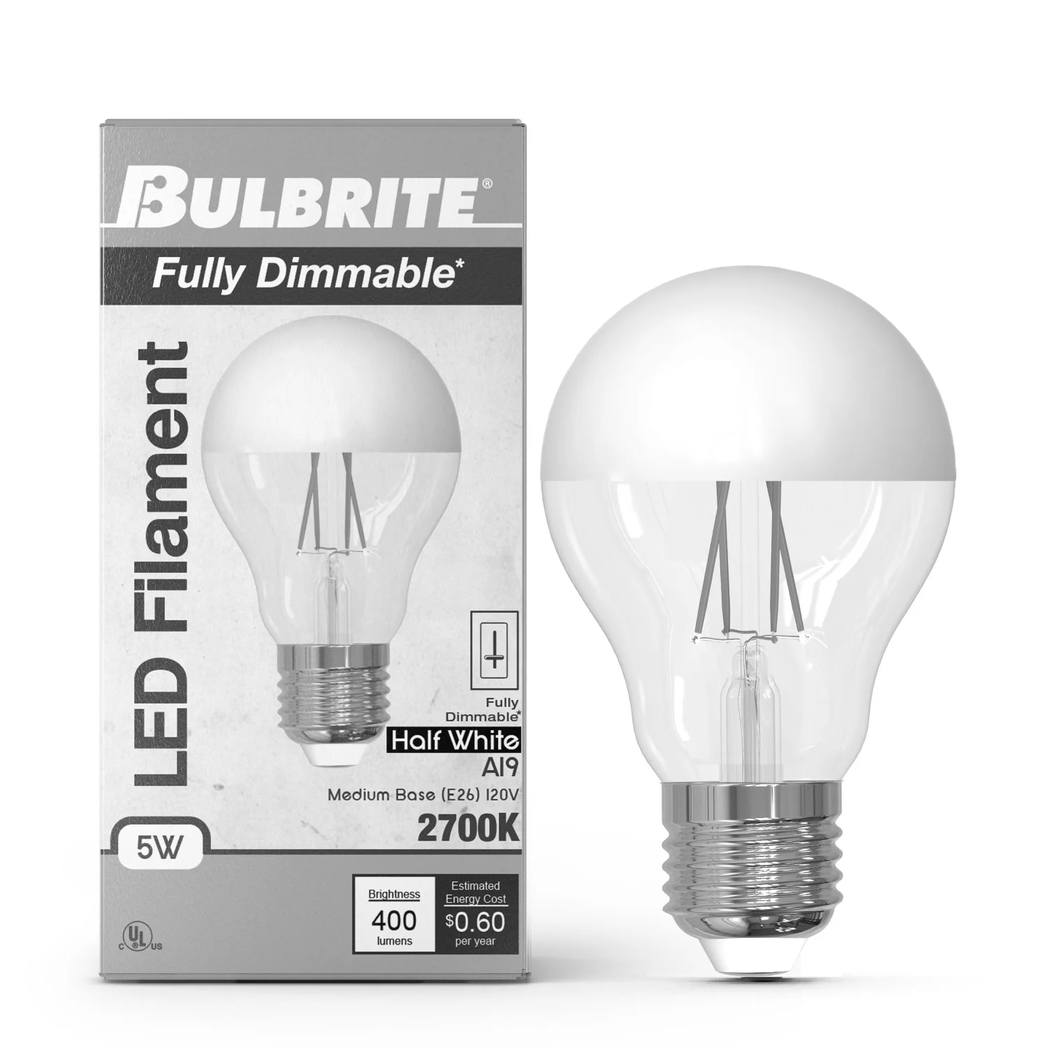 Bulbrite LED 5 W A19 Light Bulb With Medium Screw (E26) Base, 2700K (Warm White Light) - view 12