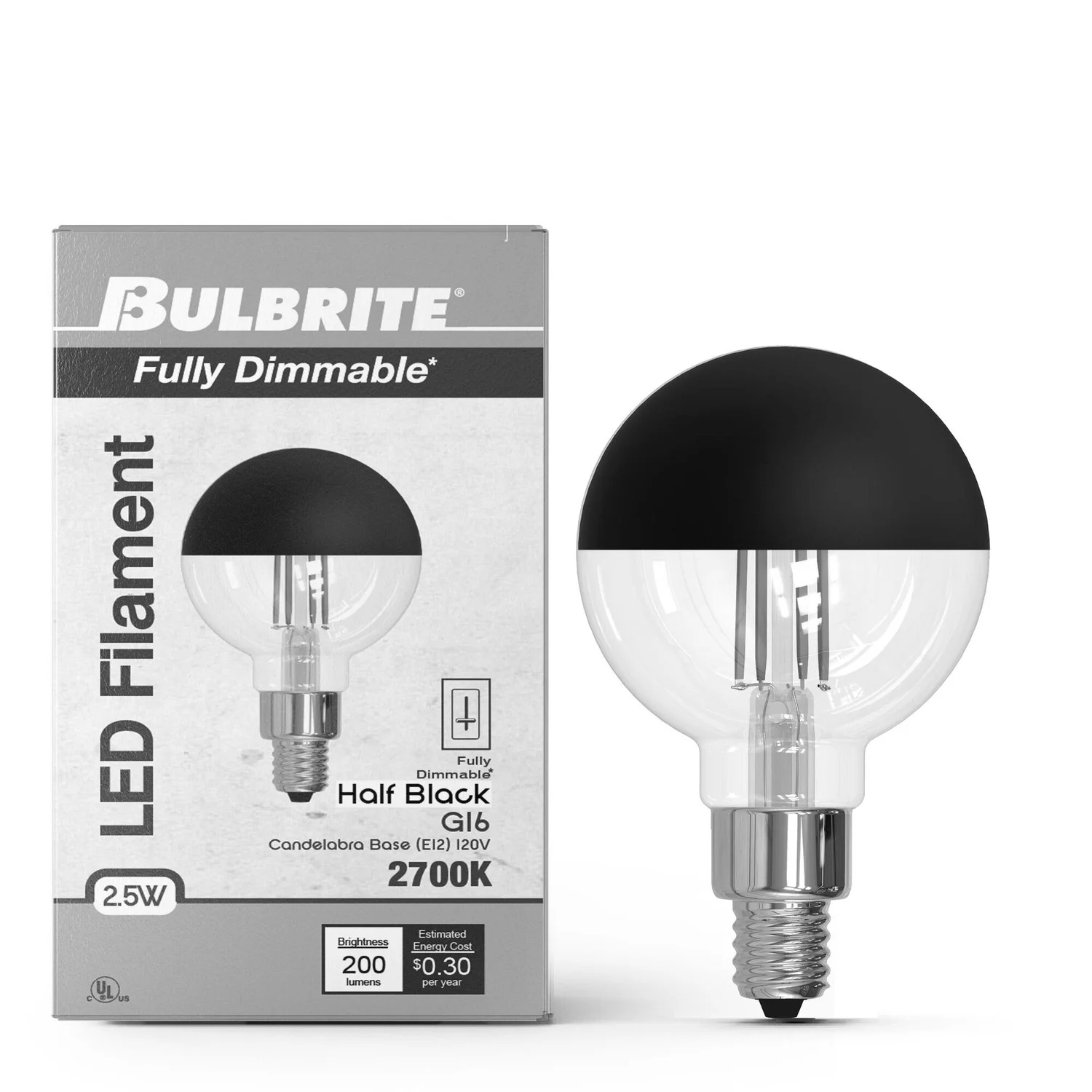 Bulbrite LED 5 W G25 Light Bulb With Medium Screw (E26) Base, 2700K (Warm White Light)