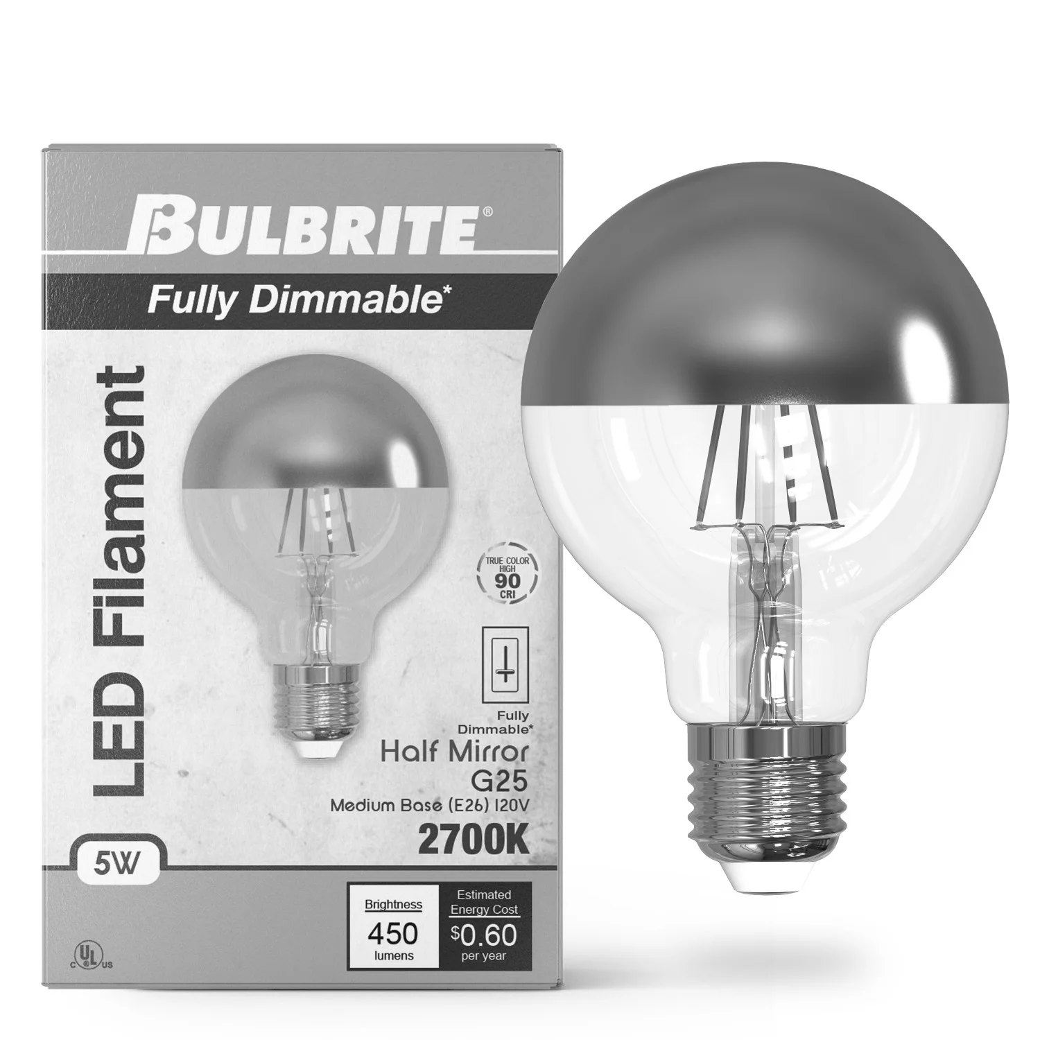 Bulbrite LED 5 W G25 Light Bulb With Medium Screw (E26) Base, 2700K (Warm White Light) - view 5