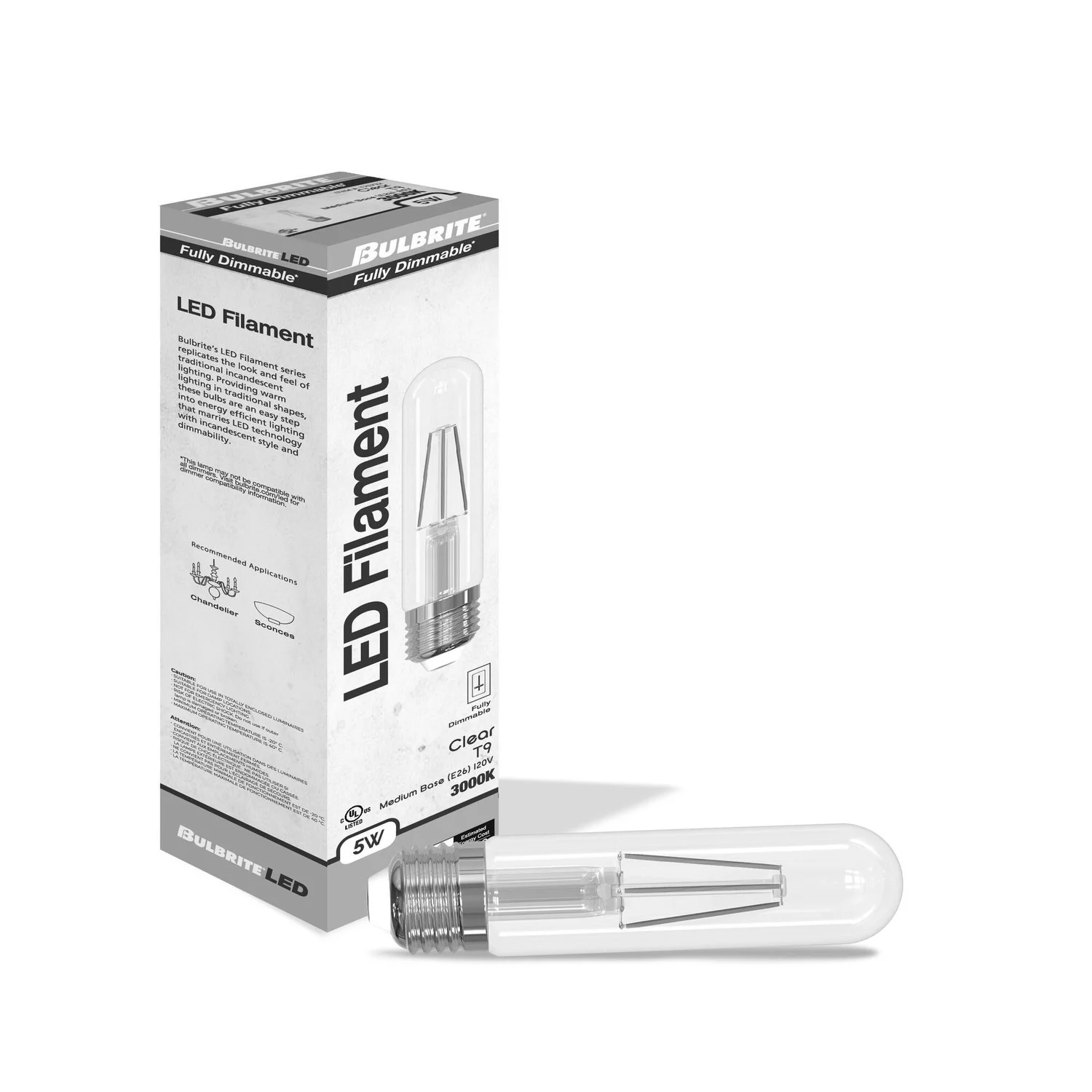Bulbrite LED 5 W T9 5" Light Bulb With A Clear Finish And Medium Screw (E26) Base - view 3