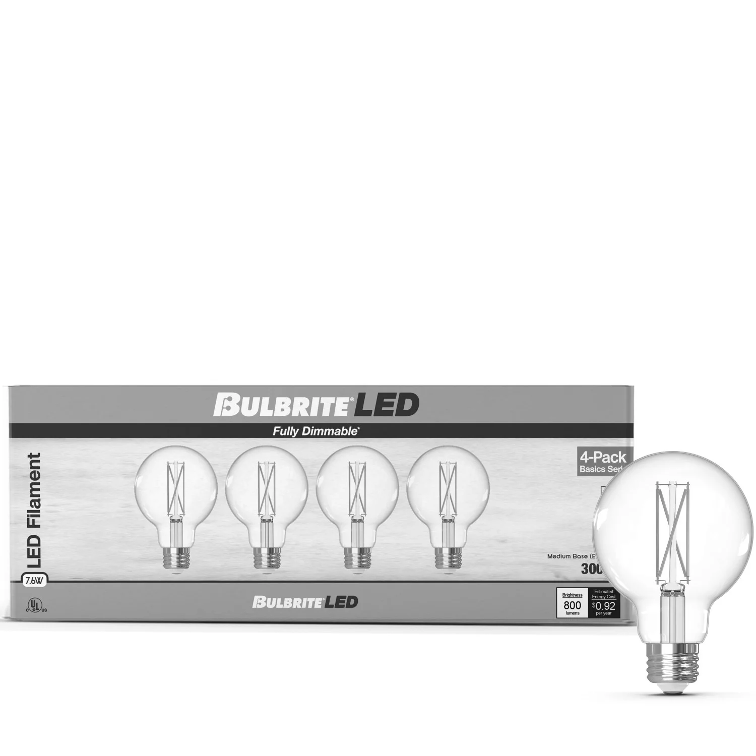 Bulbrite LED 7.6 W G25 Light Bulb With A Clear Finish And Medium Screw (E26) Base, Pack Of 4 - view 4