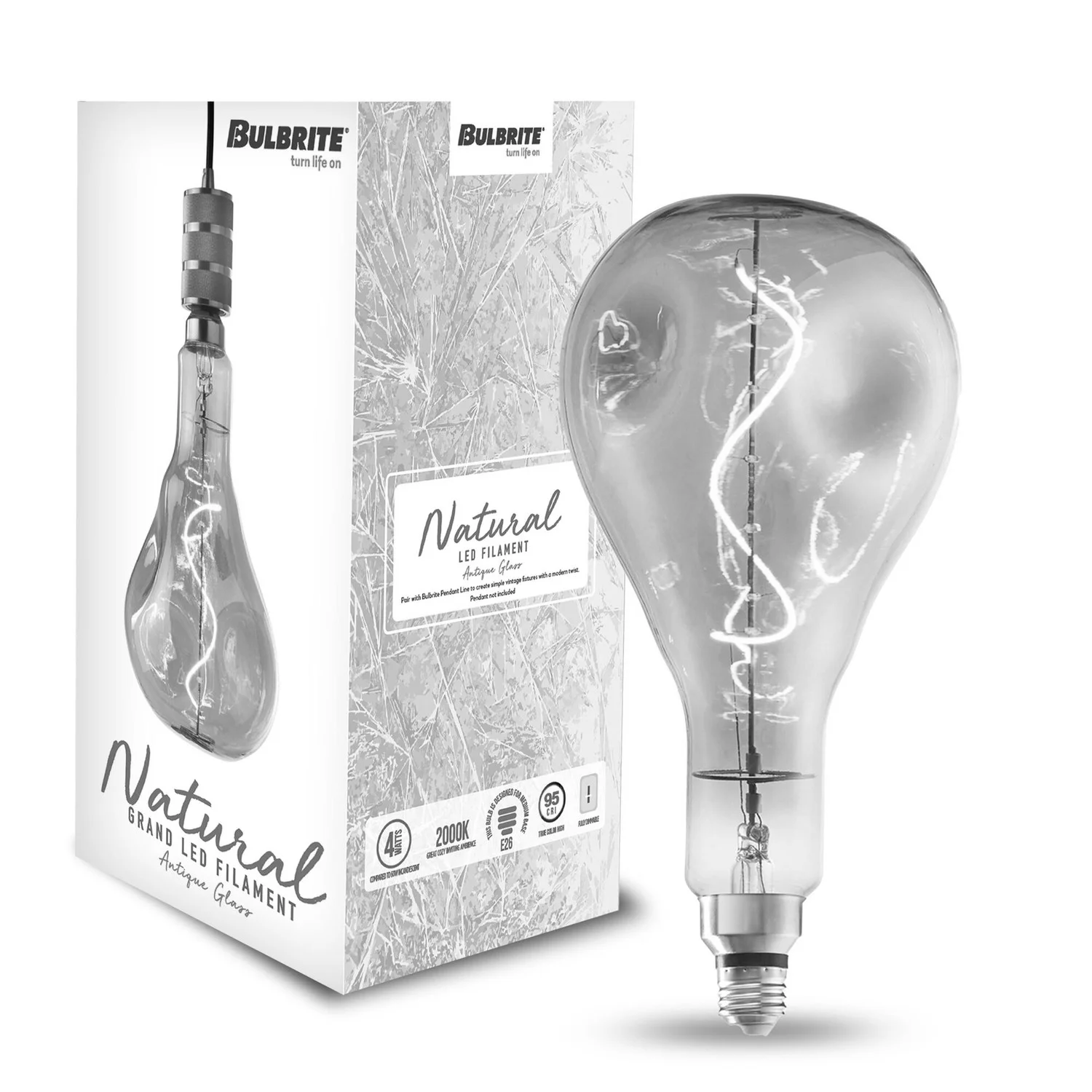 Bulbrite LED Grand Filament Nostalgic Droplet Shaped Light Bulb, 60 W Equivalent, Medium Base (E26),2000K, Antique