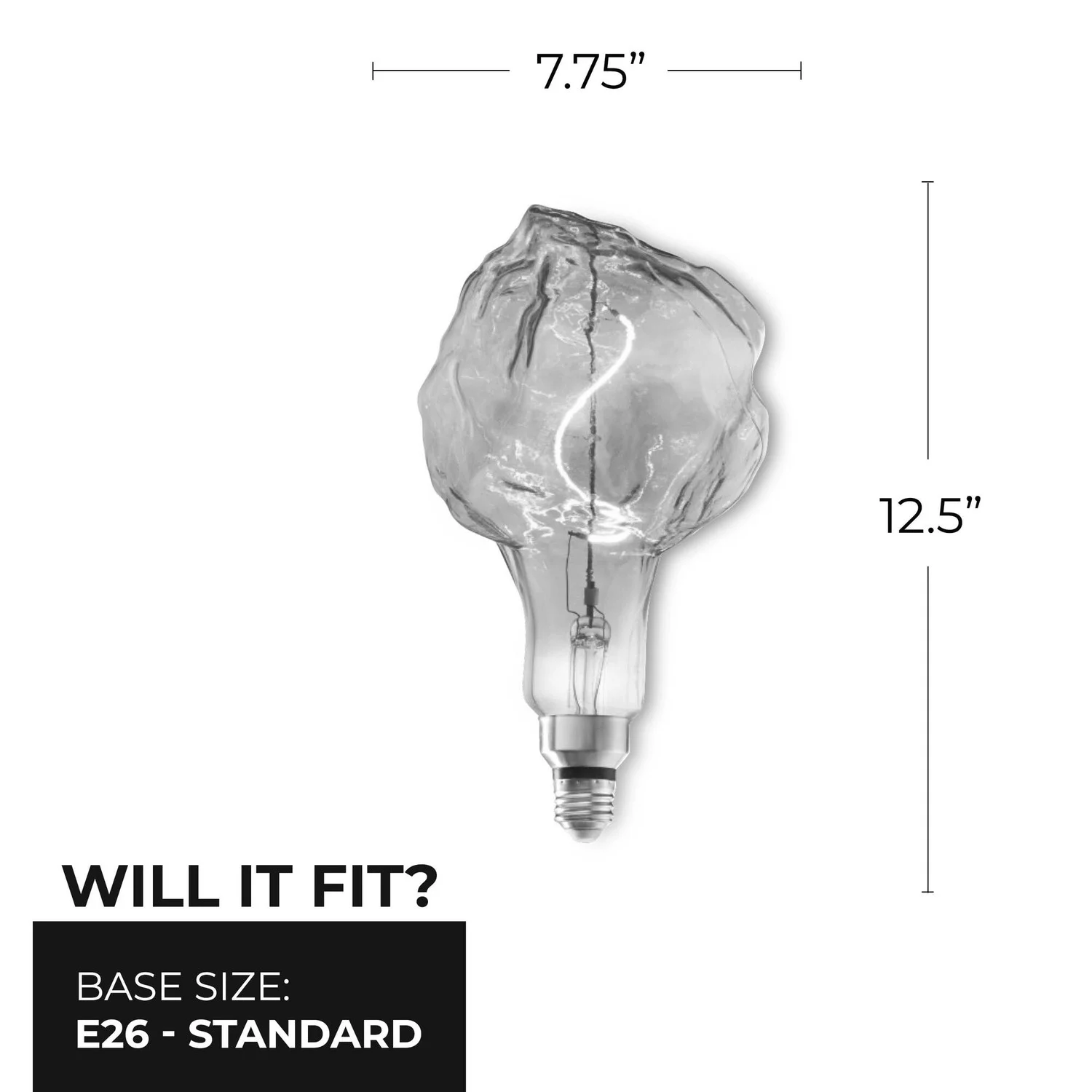 Bulbrite LED Grand Filament Nostalgic Glacier Shaped Light Bulb, 60 W Equivalent, Medium Base (E26),2000K, Antique