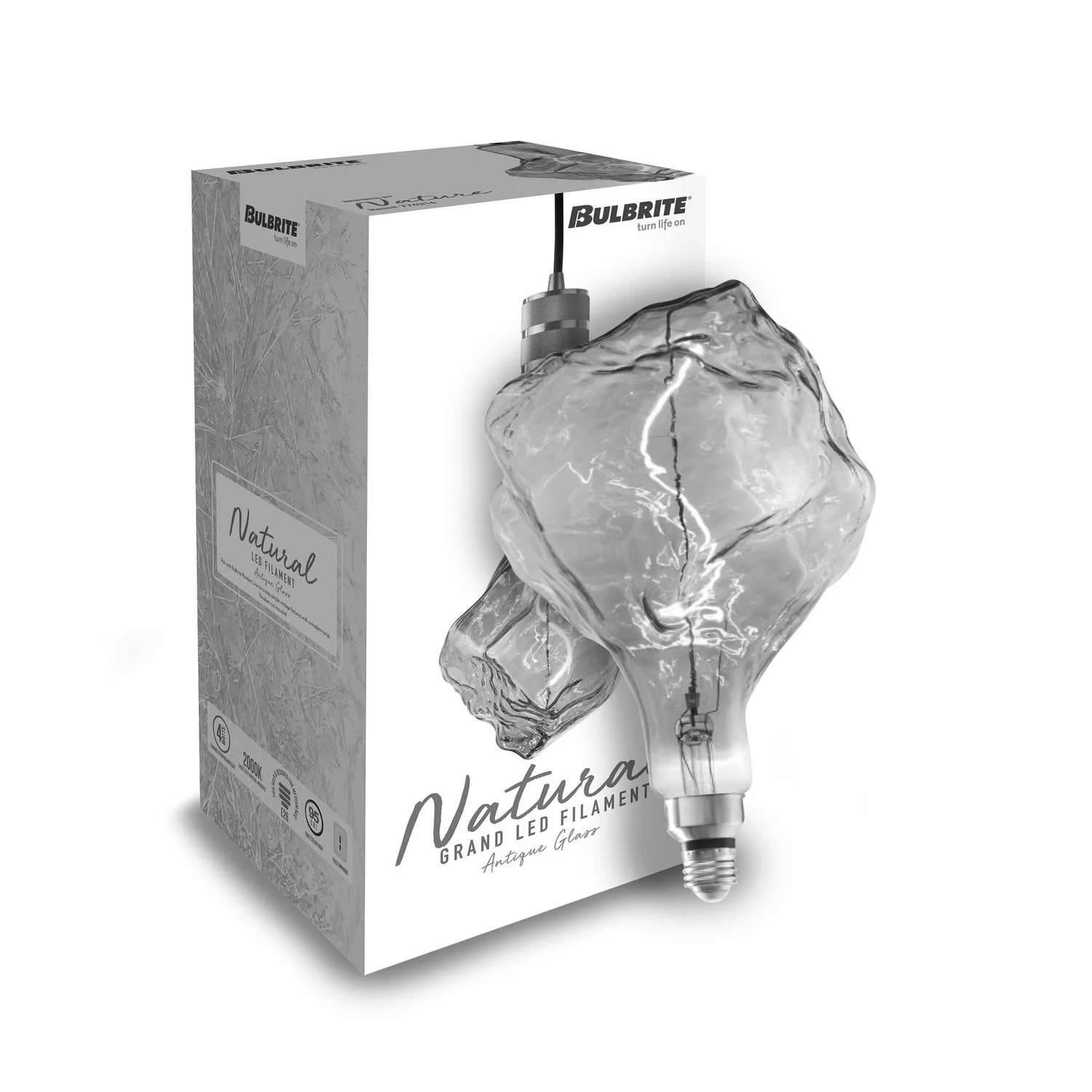 Bulbrite LED Grand Filament Nostalgic Iceberg Shaped Light Bulb, 60 W Equivalent, Medium Base (E26),2000K, Antique