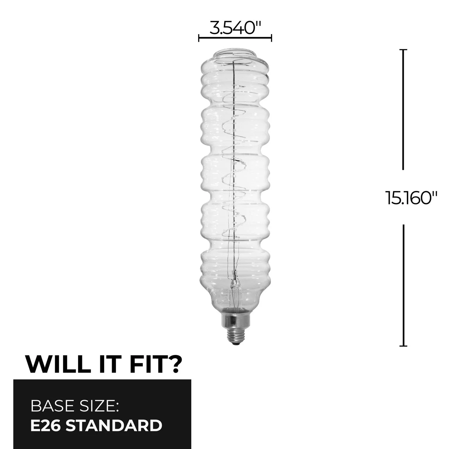 Bulbrite LED Grand Spiral Filament Water Bottle Wb Shaped Light Bulb, Medium Base (E26),1-Pack, Clear - view 2