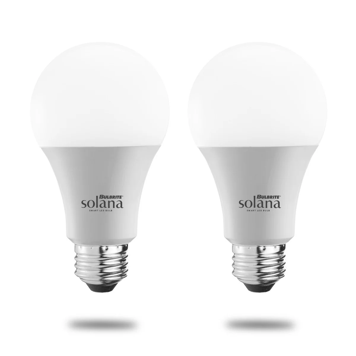 Bulbrite Solana Smart LED Wifi Light Bulb, A19 / E26 Base, 8W, 2200K-6500K, White Finish, 2 Pack
