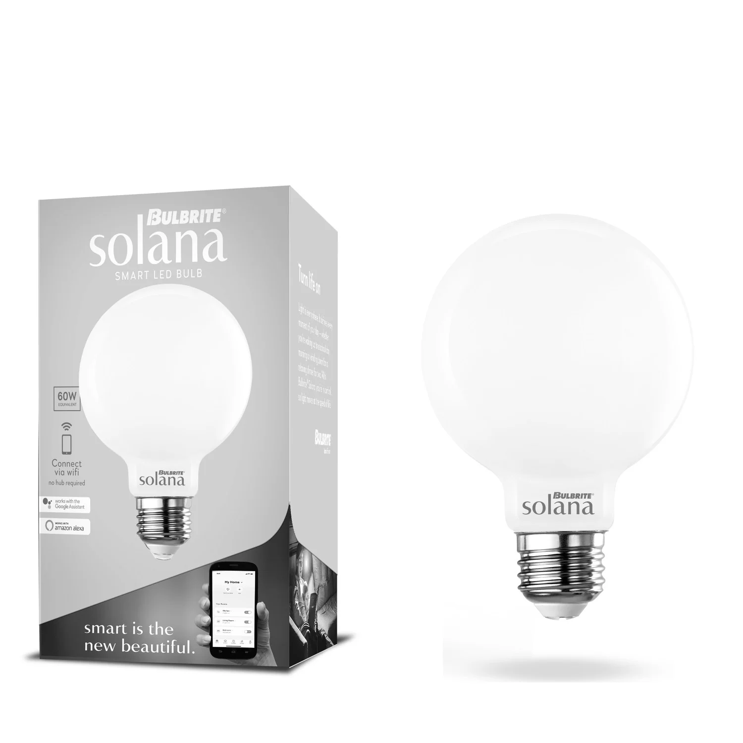 Bulbrite Solana Smart LED Wifi Light Bulb, G25 / E26 Base, 5.5w, 2200K-6500K, Milky Finish - view 2