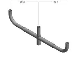 Bullhorn, 2.375" wide x 4" tall Tenon Top, 3 Fixtures