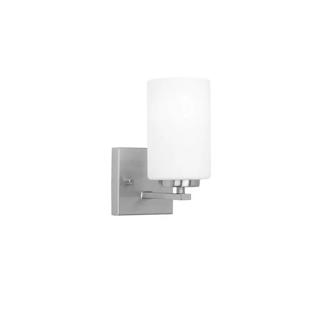 Burling 1-Light Vanity, Frosted White Glass, Brushed Nickel|Black|Aged Brass, 120V