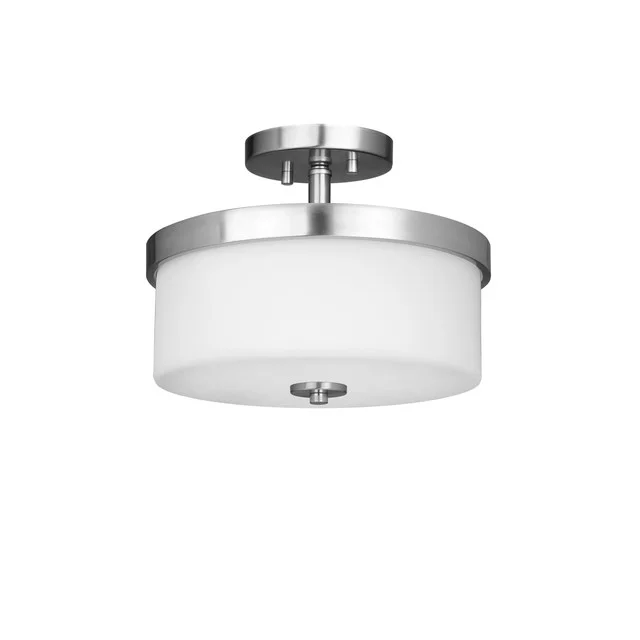 Burling 2-Light Pendant/Semi-Flush Convertible, 2x60W, 120V, Medium Base, Frosted White Glass, Brushed Nickel|Black|A...