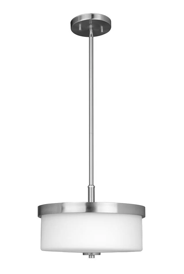 Burling 2-Light Pendant/Semi-Flush Convertible, 2x60W, 120V, Medium Base, Frosted White Glass, Brush...