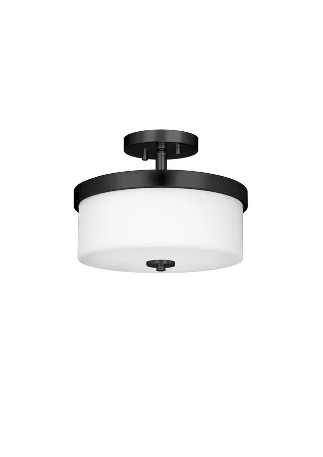 Burling 2-Light Pendant/Semi-Flush Convertible, 2x60W, 120V, Medium Base, Frosted White Glass, Brush...