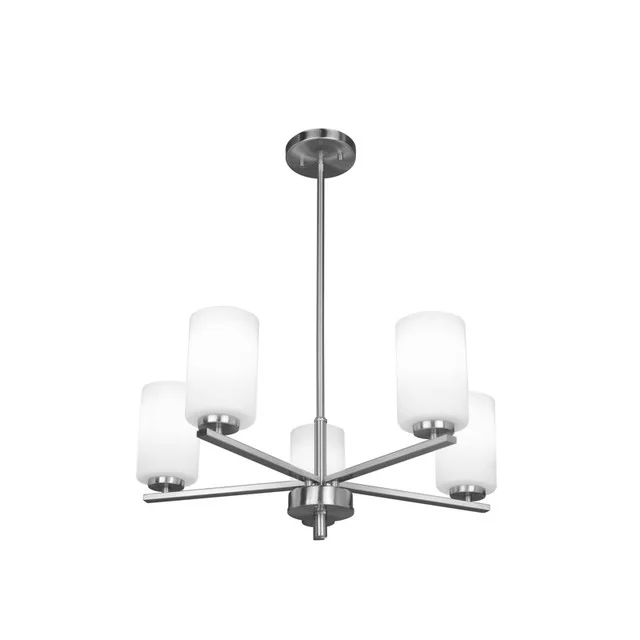 Burling 5-Light Chandelier, Frosted White Glass, Brushed Nickel|Black|Aged Brass, 120V