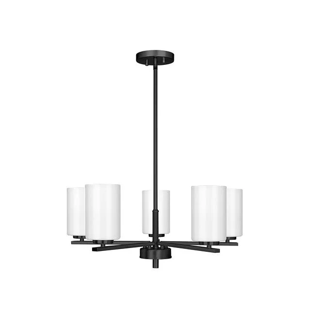 Burling 5-Light Chandelier, Frosted White Glass, Brushed Nickel|Black|Aged Brass, 120V - view 2