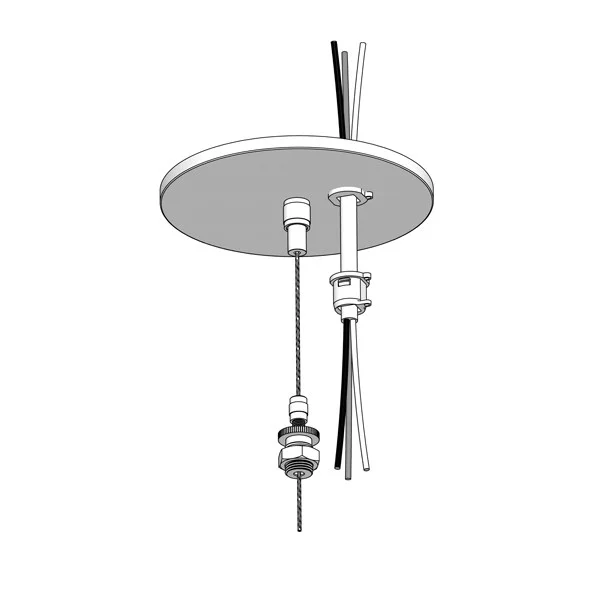 Cable Canopy Kit, 100in, White and Black Finish, 2-Piece Cable Coupler, GR-3/8 Gripper, 100in 1/16in Cable, 110in 18/...