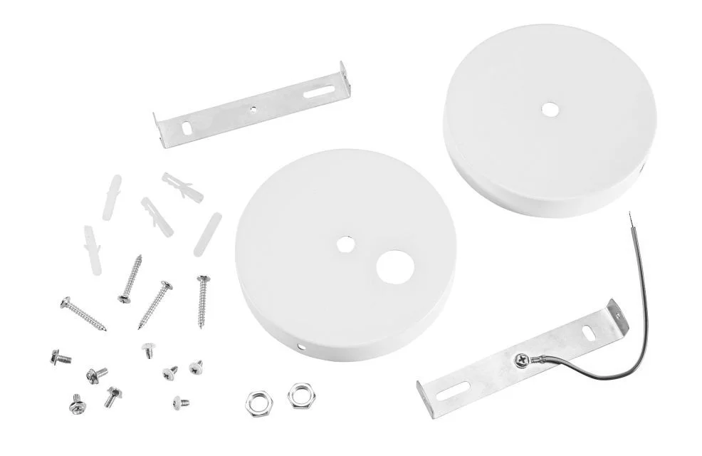 Canopy Kit with Strain Relief. Pair of 5" circular canopy covers for Linear Arch Fixtures, White