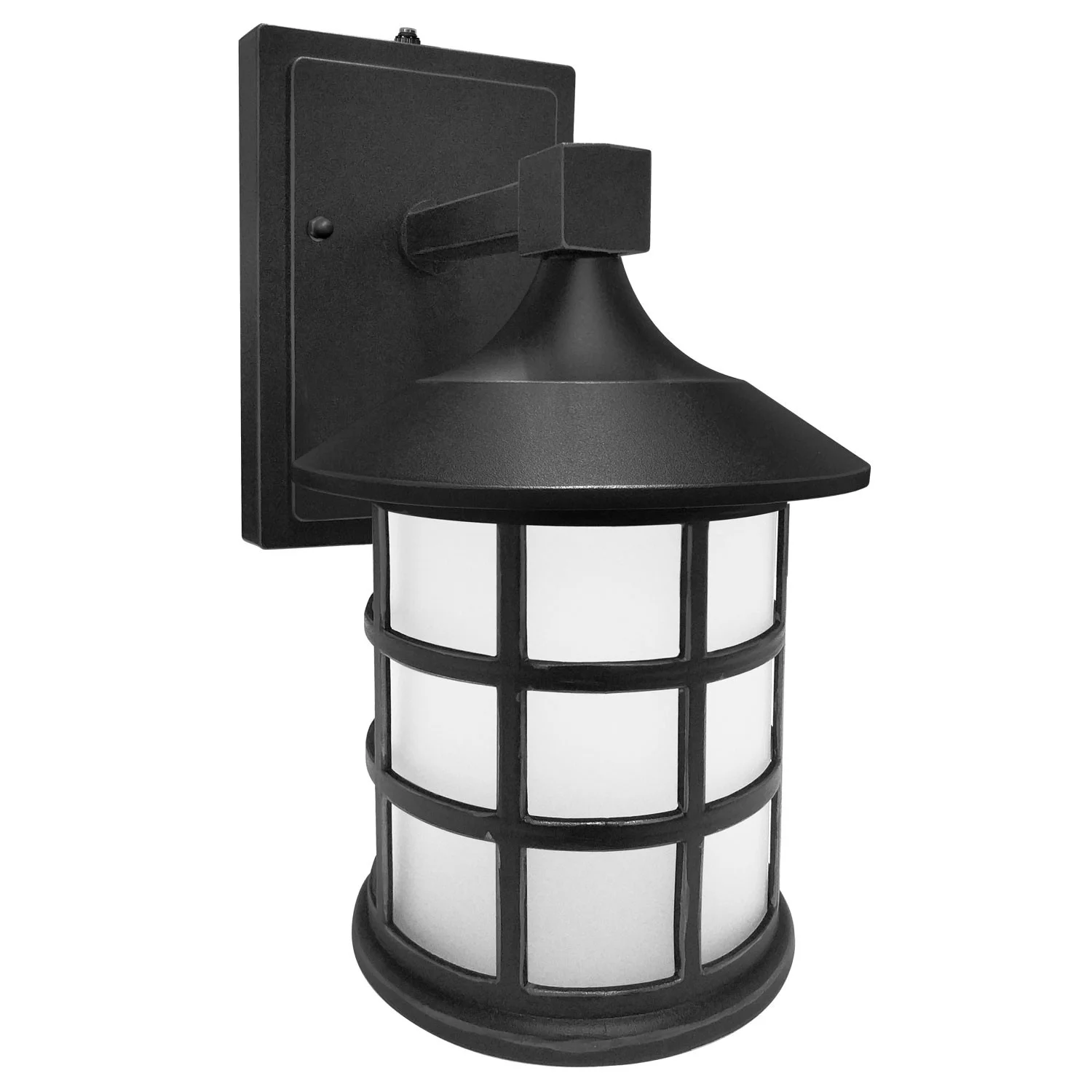 CCT LED Mission Style Lantern Outdoor Light Fixture, Dusk to Dawn Photocell, 9W, Black