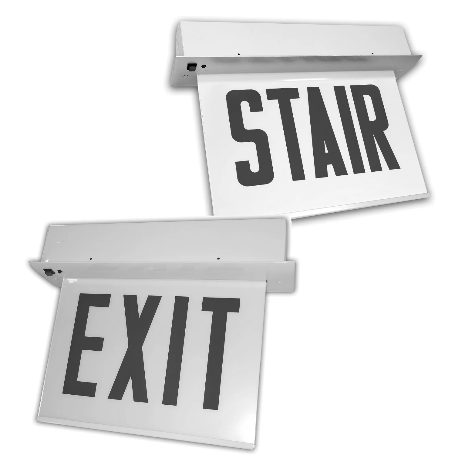 Chicago Approved Recessed Edgelit Aluminum Exit Sign, Single Face, Red On White