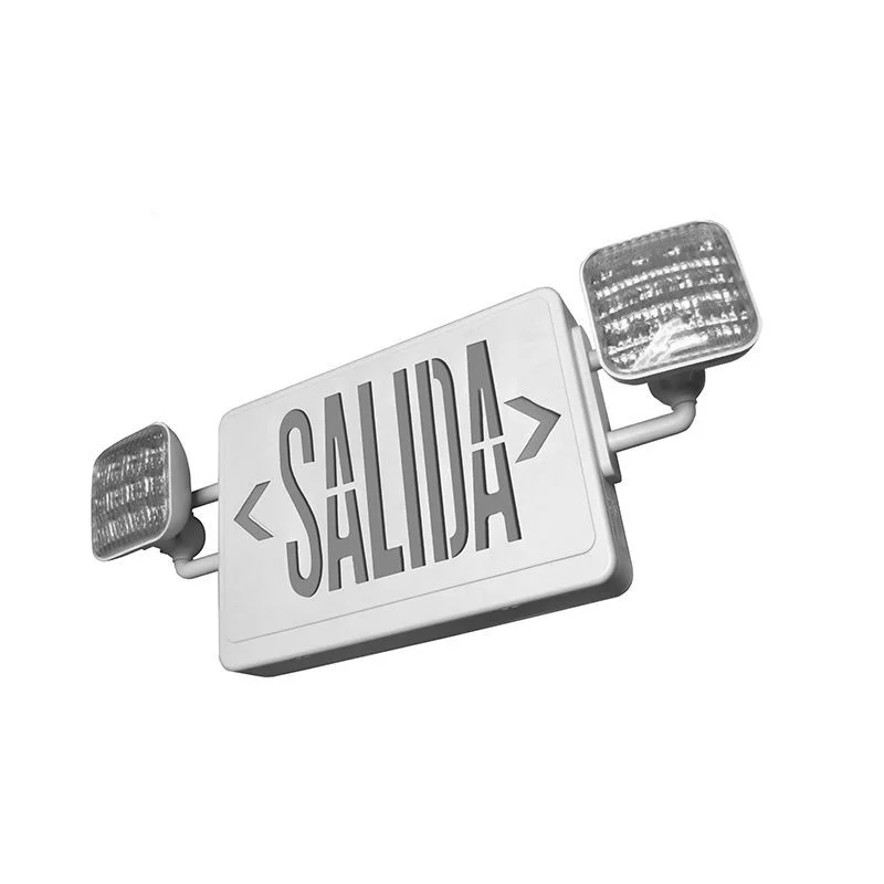 Combination LED Exit Sign & Emergency Light, Green Letters, White Housing