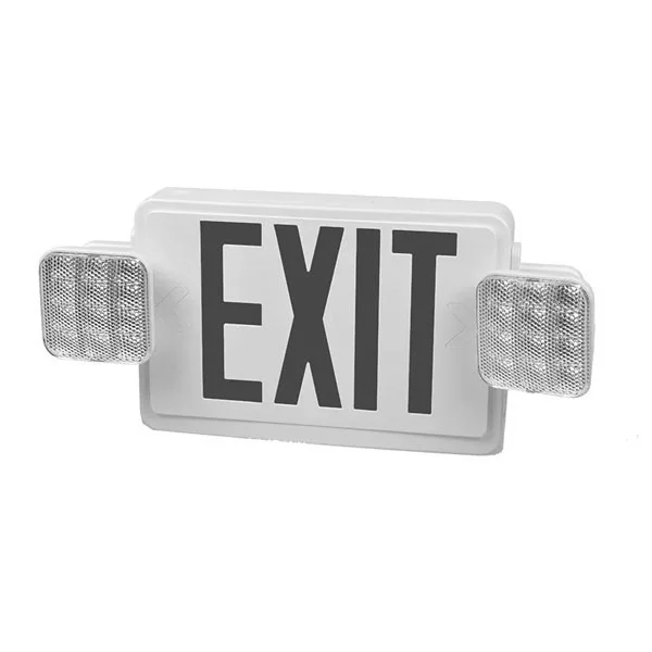 Combination LED Exit Sign & Emergency, Single/Double Faceplate, White, Red Letters