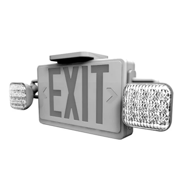Combination LED Exit Sign & Emergency, Single/Double Faceplate, White, Red Letters - view 2