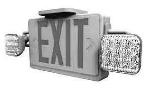 Combination LED Exit Sign & LED Emergency, Red/White, Emergency Backup, SALIDA