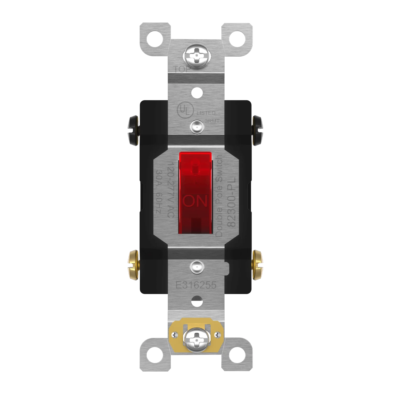 Commercial-Grade Double Pole Toggle Switch with Pilot Light, 30A, 120/277V