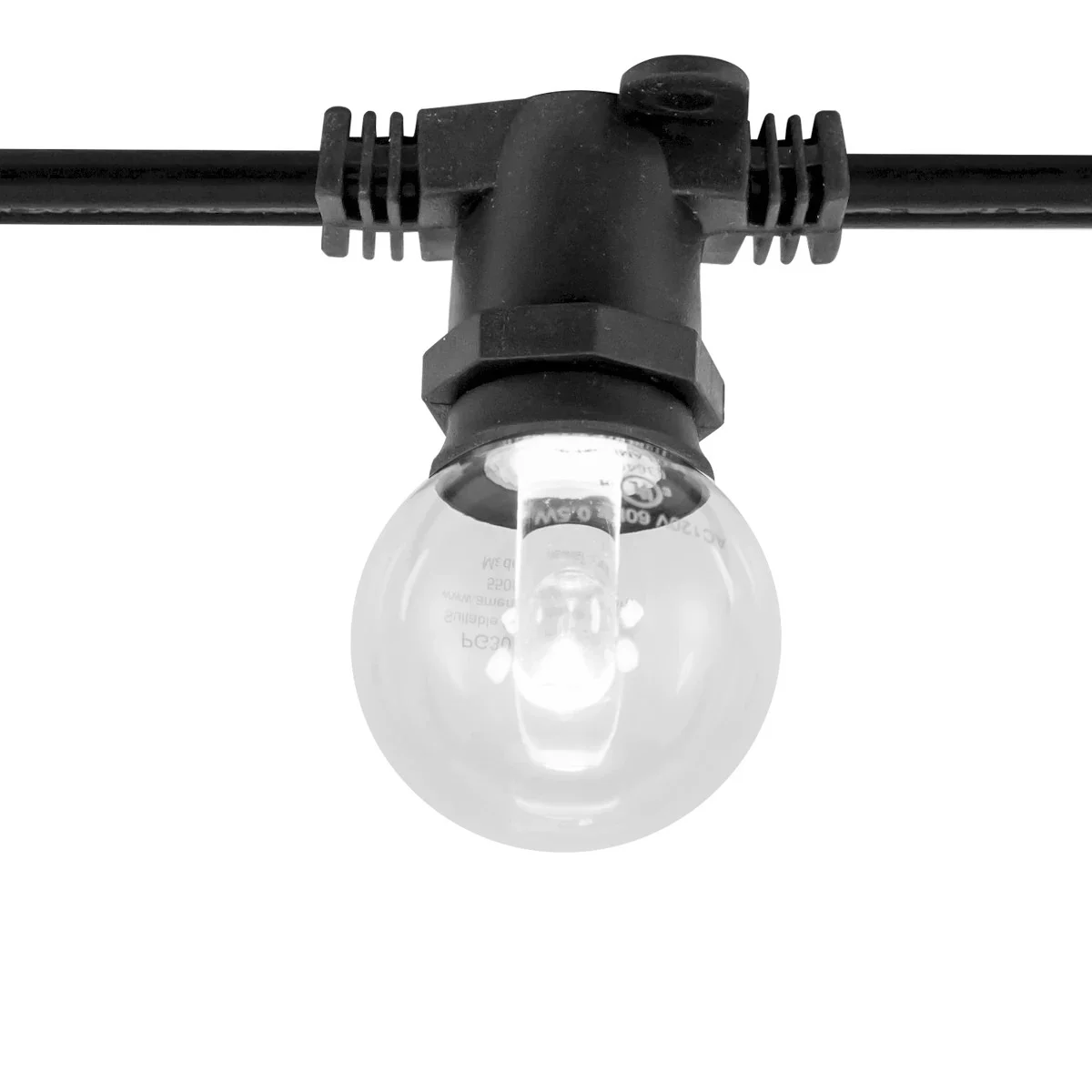 Commercial Light String, Candle Base, 12" Socket Spacing, 330ft Reel, Black