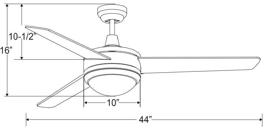 Contempo II 44" 3-Blade Ceiling Fan with E26 LED Light Kit, Oil Rubbed Bronze/Oil Rubbed Bronze, 120V, 3000K