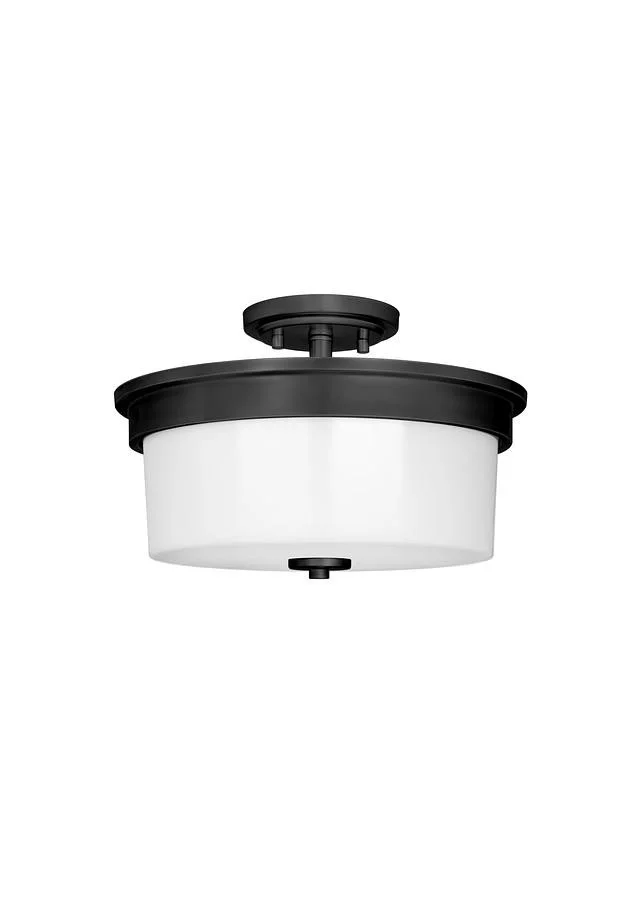 Craydon 2-Light Semi-Flush Mount/Convertible Pendant, Frosted White Glass, Brushed Nickel/Black/Aged...