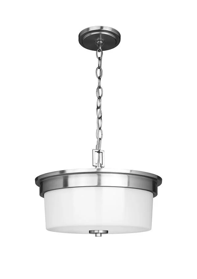 Craydon 2-Light Semi-Flush Mount/Convertible Pendant, Frosted White Glass, Brushed Nickel/Black/Aged...
