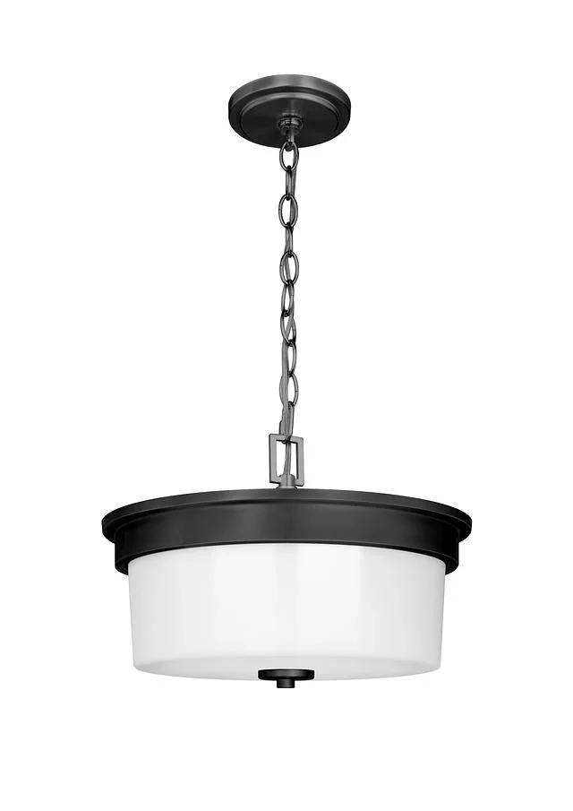 Craydon 2-Light Semi-Flush Mount/Convertible Pendant, Frosted White Glass, Brushed Nickel/Black/Aged...