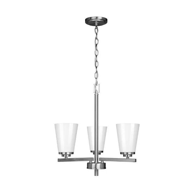 Craydon Chandelier, 3-Light, Clear Glass, Black/Brushed Nickel/Aged Brass, 120V