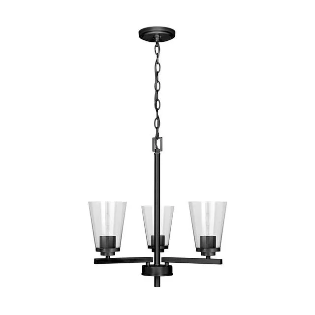 Craydon Chandelier, 3-Light, Clear Glass, Black/Brushed Nickel/Aged Brass, 120V - view 3