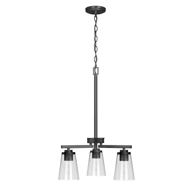 Craydon Chandelier, 3-Light, Clear Glass, Black/Brushed Nickel/Aged Brass, 120V - view 4
