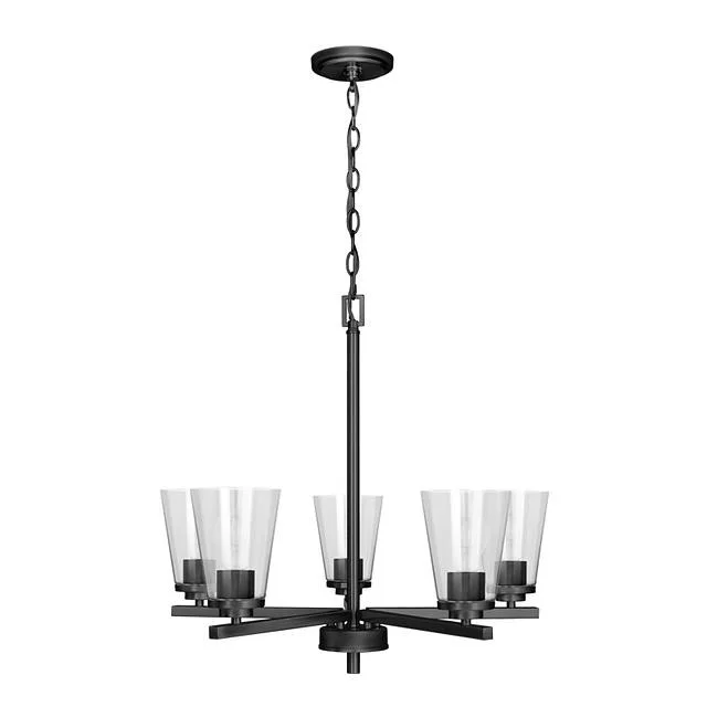 Craydon Chandelier, 5-Light, Clear Glass, Black|Brushed Nickel|Aged Brass - view 3