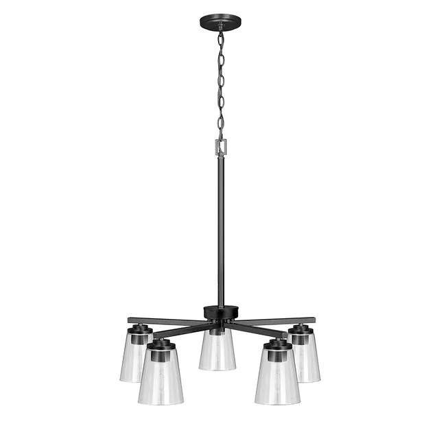 Craydon Chandelier, 5-Light, Clear Glass, Black|Brushed Nickel|Aged Brass - view 4