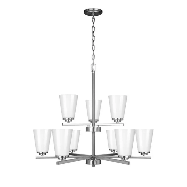 Craydon Chandelier, 9-Light, Clear Glass, Black|Brushed Nickel|Aged Brass