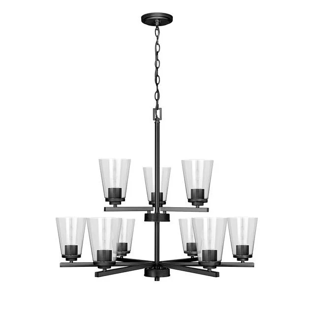 Craydon Chandelier, 9-Light, Clear Glass, Black|Brushed Nickel|Aged Brass - view 2