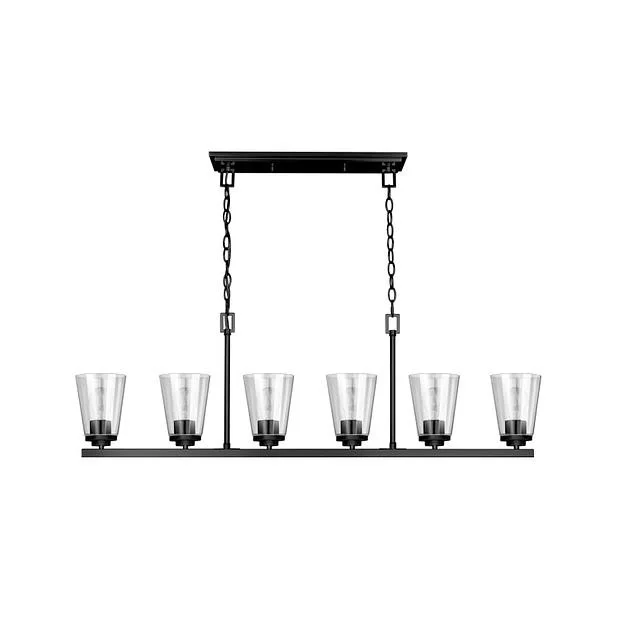 Craydon Linear, 6-Light, Frosted White Glass, Black|Brushed Nickel|Aged Brass