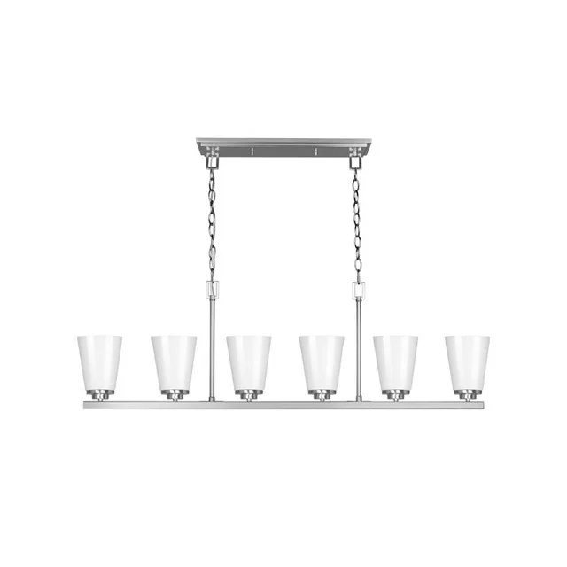 Craydon Linear, 6-Light, Frosted White Glass, Black|Brushed Nickel|Aged Brass - view 2